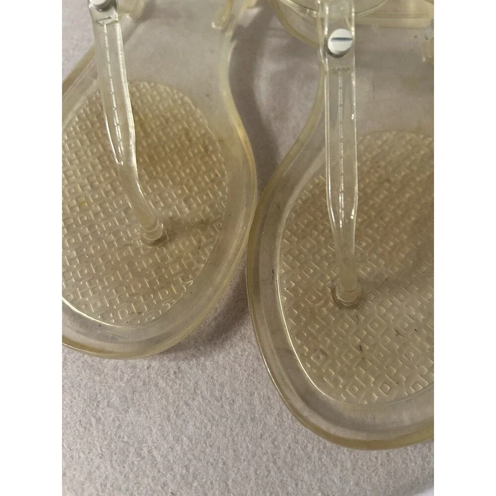 Tory Burch Mini Miller Clear Jelly With White Logo Womens Size 6